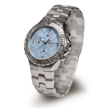 Boccia Baby Blue Dial Chronograph Titanium Watch - 794-03